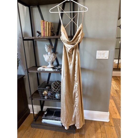 retrofete Emery Silk Crystal Embellished Gown Dress Nude Womens Size Small - Picture 7 of 16